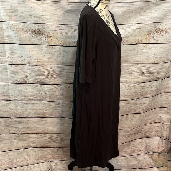 Eileen Fisher Dress Boxy V-neck Short Sleeves Brown Size Large System - Picture 5 of 10